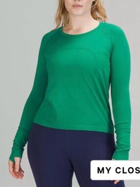 lululemon athletica Long Sleeve Seamless Crew in Emerald Green